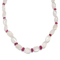 Rainbow Moonstone and Niassa Ruby (FF) 76.00 ctw Necklace 18 Inches in Rhodium Over Sterling Silver - Sticky add to cart bar