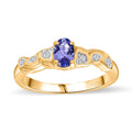 Tanzanite and White Zircon 0.55 ctw Ring in 18K Vermeil Yellow Gold Over Sterling Silver (Size 11.5) - Sticky add to cart bar