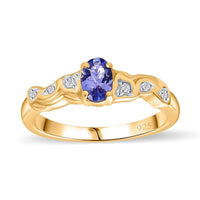 Tanzanite and White Zircon 0.55 ctw Ring in 18K Vermeil Yellow Gold Over Sterling Silver (Size 11.5)