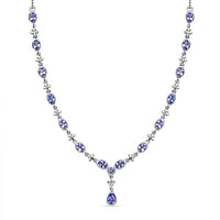 Tanzanite Cluster 3.84 ctw Necklace in Rhodium Over Sterling Silver 18 Inches
