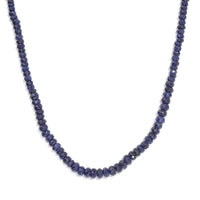 Blue Sapphire Beaded 84.00 ctw Necklace 18 Inches in Rhodium Over Sterling Silver
