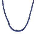 Blue Sapphire Beaded 68.00 ctw Necklace 18 Inches in Rhodium Over Sterling Silver - Sticky add to cart bar