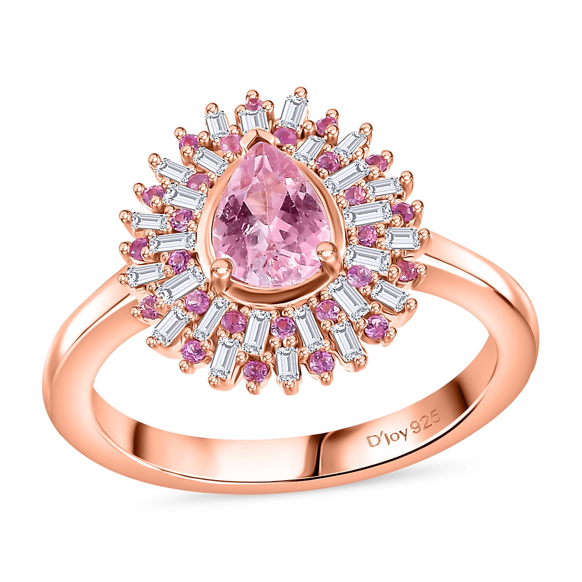Narsipatnam Pink Spinel, Pink Sapphire, Diamond 1.05 ctw Ring in 18K Vermeil Rose Gold Over Sterling Silver (Size 10.0)