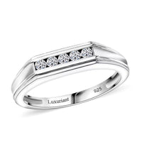 Luxuriant Lab Grown Diamond G-H SI 0.20 ctw Men's Ring in Rhodium Over Sterling Silver (Size 11.0)