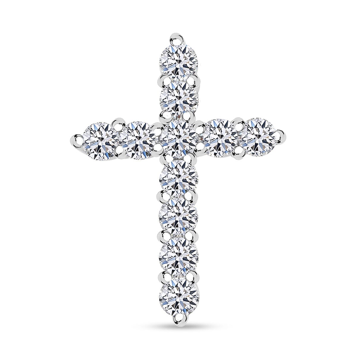 Luxuriant Lab Grown Diamond 0.40 ctw Cross Pendant without Chain in Rhodium Over Sterling Silver
