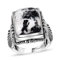 White Buffalo Ring in Black Oxidized Sterling Silver (Size 10.0) 13.10 ctw