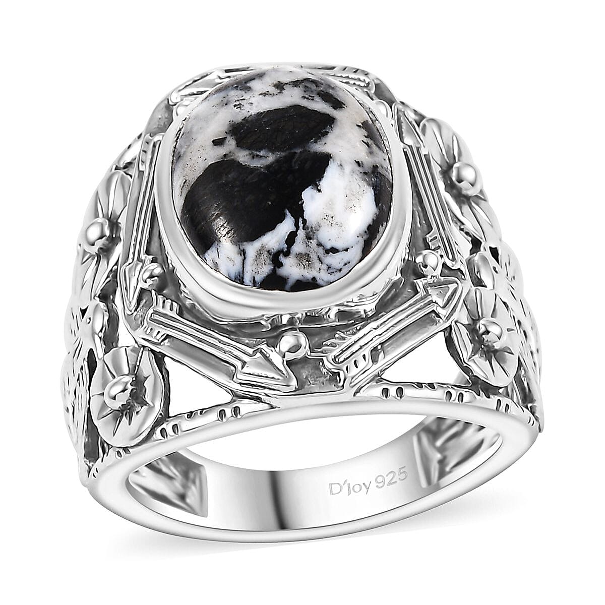 Artisan Crafted White Buffalo Ring in Black Oxidized Sterling Silver (Size 10.0) 6.00 ctw