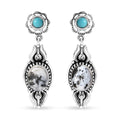 D'Joy Artisan Crafted White Buffalo and Sleeping Beauty Turquoise 6.40 ctw Earrings in Black Oxidized Sterling Silver - Sticky add to cart bar