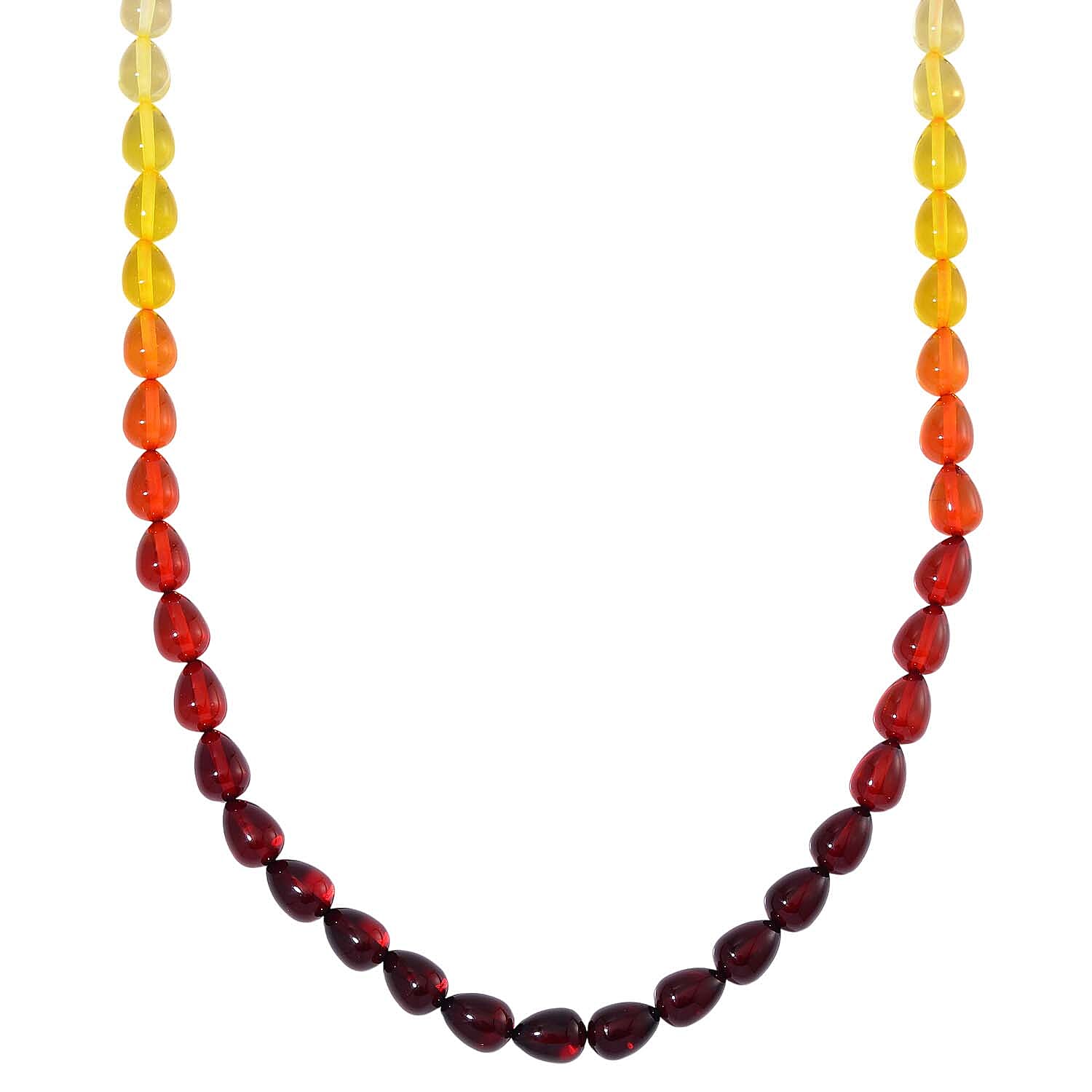 Simulated Multi Color Amber Drop Beaded Necklace 21.5 Inches