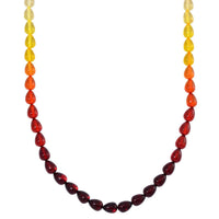 Simulated Multi Color Amber Drop Beaded Necklace 21.5 Inches