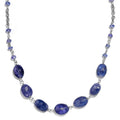 Tanzanite Rough Cut 37.00 ctw Necklace in Rhodium Over Sterling Silver 24 Inches - Sticky add to cart bar
