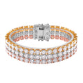 Doorbuster Moissanite Three-Row Bracelet in 18K Vermeil RG, YG and Rhodium Over Sterling Silver (6.50 In) 40.90 ctw - Sticky add to cart bar