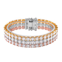 Doorbuster Moissanite Three-Row Bracelet in 18K Vermeil RG, YG and Rhodium Over Sterling Silver (6.50 In) 40.90 ctw