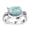 Artisan Crafted Natural Green Larimar Turtle Ring in Black Oxidized Sterling Silver (Size 10.0) 3.30 ctw - Sticky add to cart bar