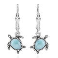 D'Joy Artisan Crafted Natural Green Larimar 1.85 ctw Turtle Earrings in Black Oxidized Sterling Silver - Sticky add to cart bar
