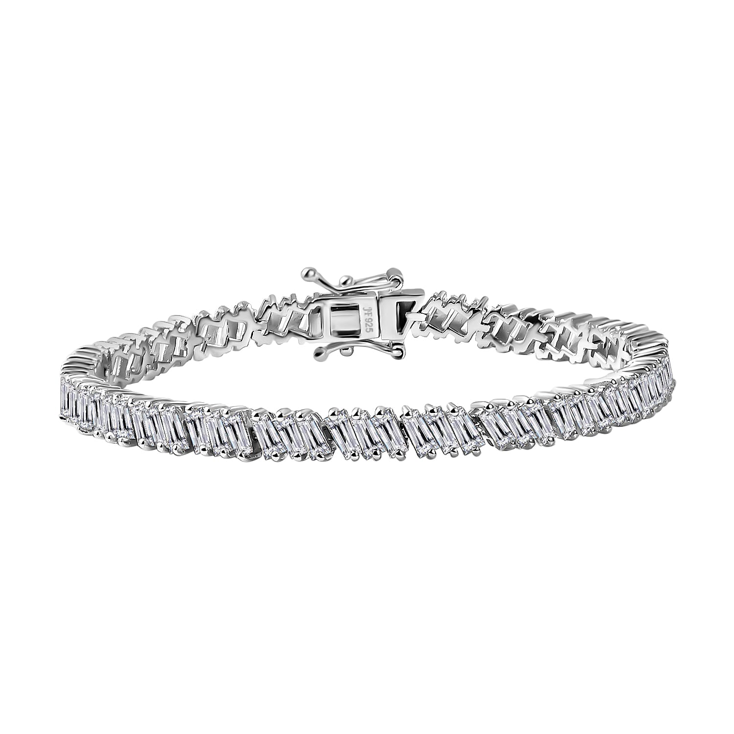 J Francis Embellished with Zirconia by Swarovski Glacier Stream Bracelet in Rhodium Over Sterling Silver (8.00 In) 14.00 ctw