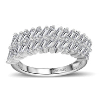 J Francis Embellished with Zirconia by Swarovski Glacier Stream Ring in Rhodium Over Sterling Silver (Size 10.0) 2.50 ctw