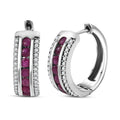 Doorbuster Karis Ruby, White Zircon Hoop Earrings in Platinum Bond 1.85 ctw - Sticky add to cart bar