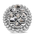 Artisan Crafted White Buffalo 5.15 ctw Ring in Black Oxidized Sterling Silver - Sticky add to cart bar