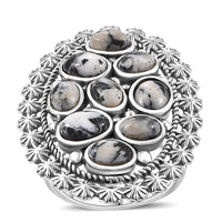 Artisan Crafted White Buffalo 5.15 ctw Ring in Black Oxidized Sterling Silver