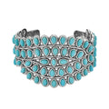 Doorbuster Blue Howlite 20.00 ctw Bangle Bracelet in Silvertone (7.50 In) - Sticky add to cart bar