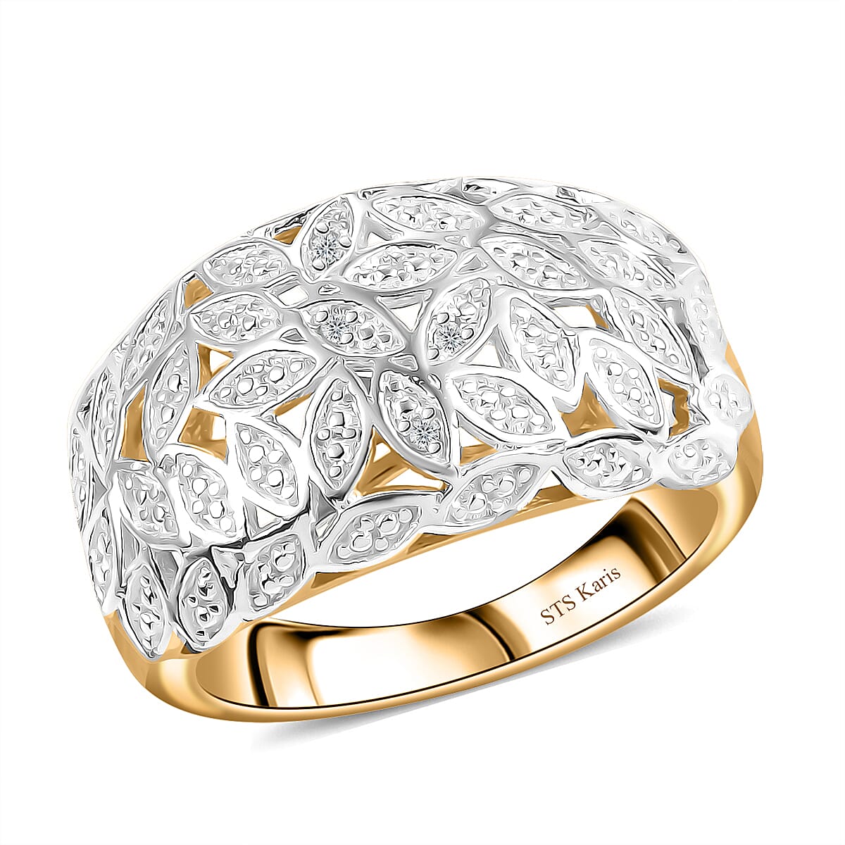 Karis White Diamond Accent Ring in 18K YG Plated and Platinum Bond