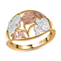 Karis Natural Champange and White Diamond Accent Ring in 18K YG Plated (Size 10.0)