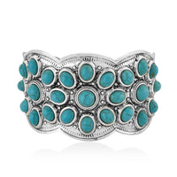 Doorbuster Blue Howlite Bangle Bracelet in Silvertone (7.50 In) 10.00 ctw