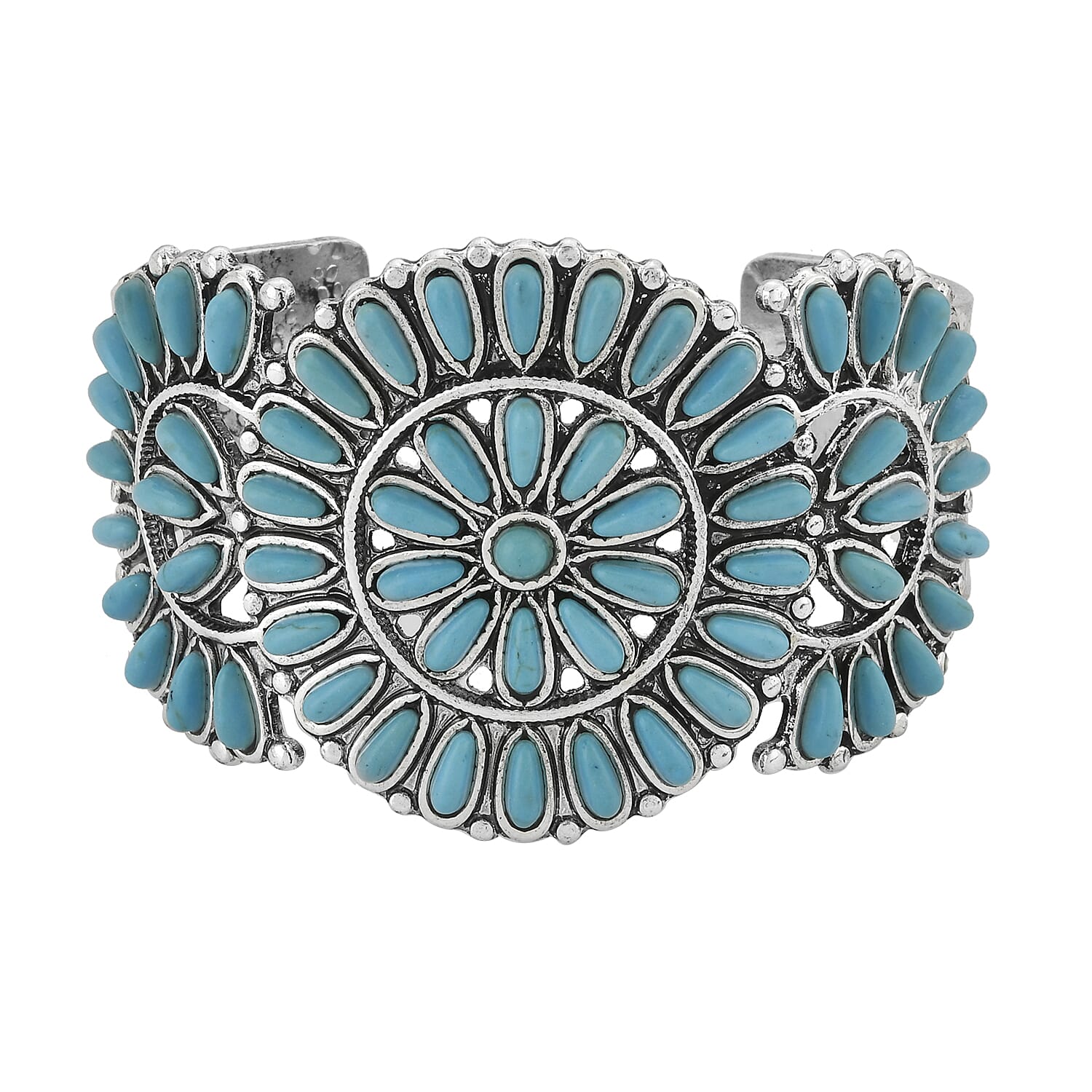 Doorbuster Blue Howlite Bangle Bracelet in Silvertone (7.50 In) 18.00 ctw