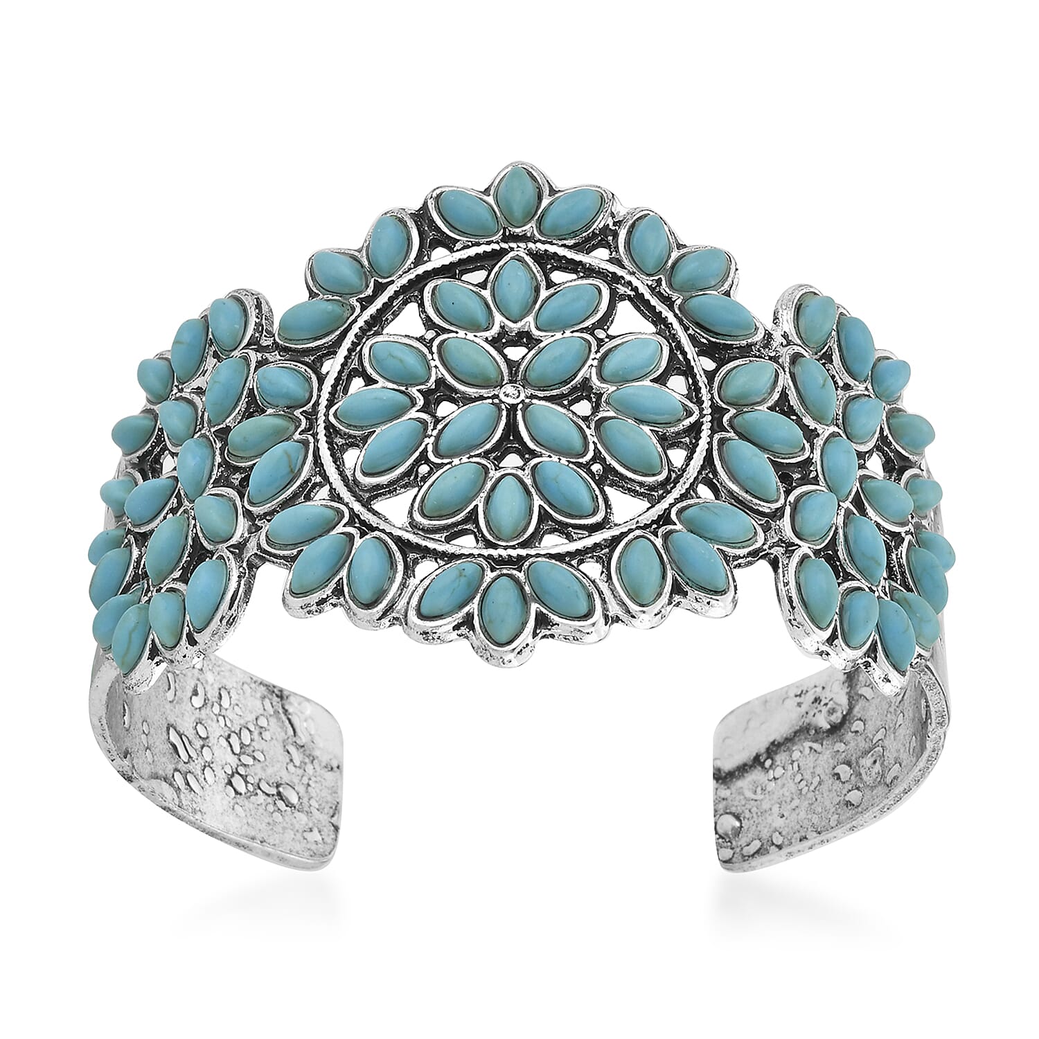 Doorbuster Blue Howlite Bangle Bracelet in Silvertone (7.50 In) 22.00 ctw