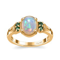 Ethiopian Welo Opal, Kagem Zambian Emerald Ring in 18K Vermeil YG Over Sterling Silver (Size 7.0) 1.25 ctw - Sticky add to cart bar