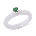 Natural Jade and Tanzanite 13.40 ctw Band Ring in Rhodium Over Sterling Silver - Sticky add to cart bar