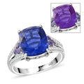Color Change Fluorite (IR) and Multi Gemstone 6.85 ctw Ring in Rhodium Over Sterling Silver (Size 10.0) - Sticky add to cart bar