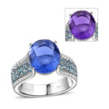 Color Change Fluorite (IR) and Multi Gemstone 6.60 ctw Ring in Rhodium Over Sterling Silver (Size 10.0) - Sticky add to cart bar