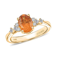 Certified & Appraised Luxoro AAA Fanta Garnet and G-H I2 Diamond 2.35 ctw Ring in 10K Yellow Gold (Size 10.0)