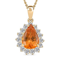Certified & Appraised Luxoro AAAA Outomongu Spessartite and G-H I2 Diamond 1.71 ctw Pendant without Chain in 10K Yellow Gold