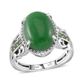 Green Jade, Chrome Diopside Ring in Rhodium Over Sterling Silver (Size 10.0) 8.00 ctw - Sticky add to cart bar