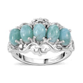 Natural Green Larimar and Blue Apatite 3.10 ctw Ocean Cascade Ring in Rhodium Over Sterling Silver - Sticky add to cart bar