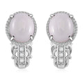 Natural Jade, Moissanite Earrings in Rhodium Over Sterling Silver 12.20 ctw - Sticky add to cart bar