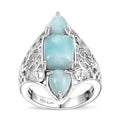 Karis Natural Green Larimar 3 Stone Ring in Platinum Bond (Size 10.0) 4.50 ctw - Sticky add to cart bar