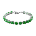 Doorbuster Green Jade Bracelet in Rhodium Over Sterling Silver (8.00 In) 32.25 ctw - Sticky add to cart bar