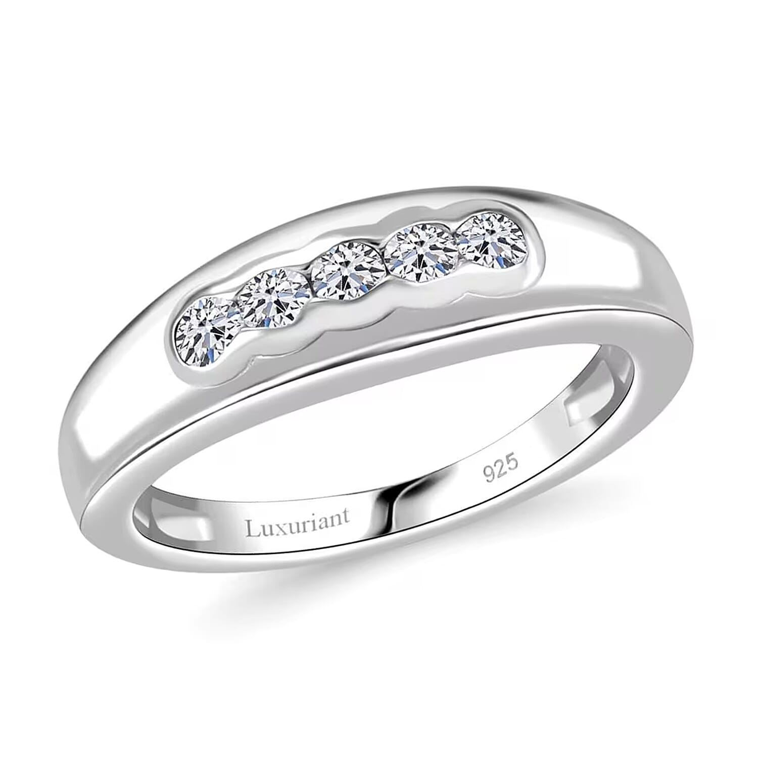 Luxuriant Lab Grown Diamond 0.25 ctw Band Ring in Rhodium Over Sterling Silver (Size 7.0)