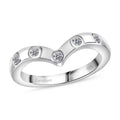 Luxuriant Lab Grown Diamond (G-H, SI) Chevron Ring in Rhodium Over Sterling Silver (Size 10.0) 0.20 ctw - Sticky add to cart bar
