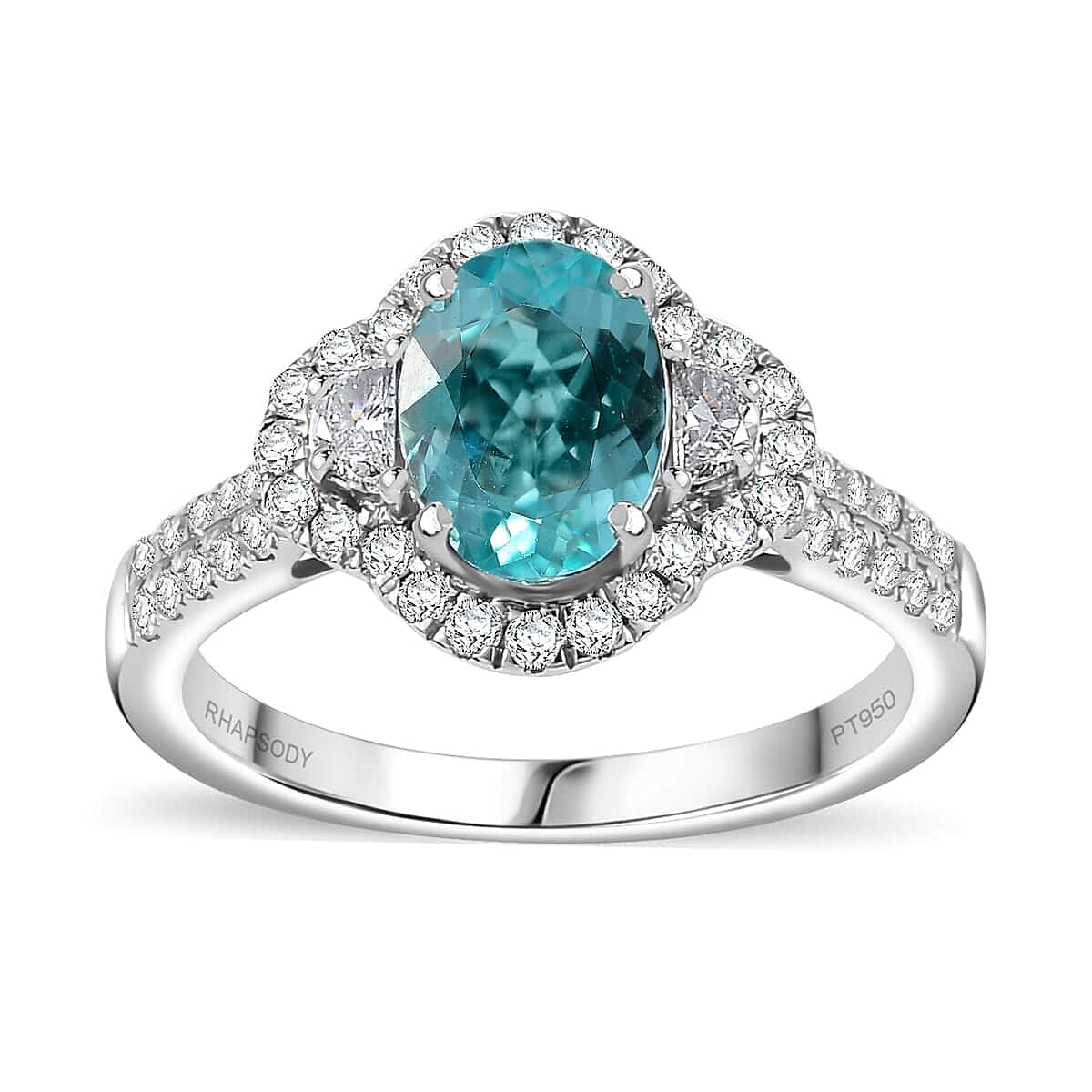 Doorbuster Certified & Appraised Rhapsody 950 Platinum AAAA Paraiba Tourmaline, Diamond (E-F, VS) Ring (Size 10.0) (6.65 g) 2.48 ctw