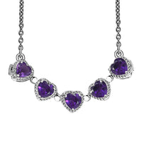Karis African Amethyst Necklace (18 Inches) in Platinum Bond and Stainless Steel 2.00 ctw