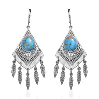 Mojave Blue Turquoise Dangling Earrings in Stainless Steel 10.50 ctw