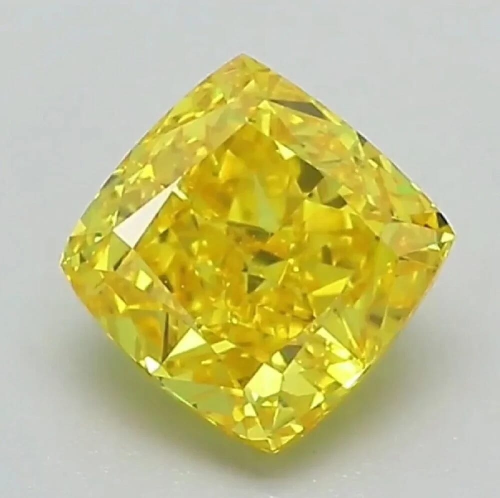 IGI Certified Luxuriant Lab Grown Yellow Diamond (VS2) (Cush) 0.50 ctw