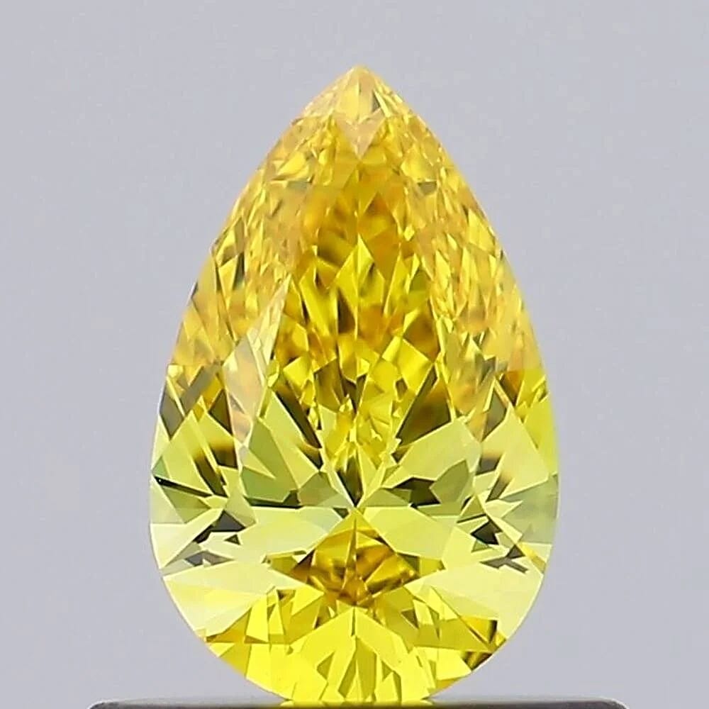 IGI Certified Luxuriant Lab Grown Yellow Diamond (VS2) (Pear) 4.00 ctw