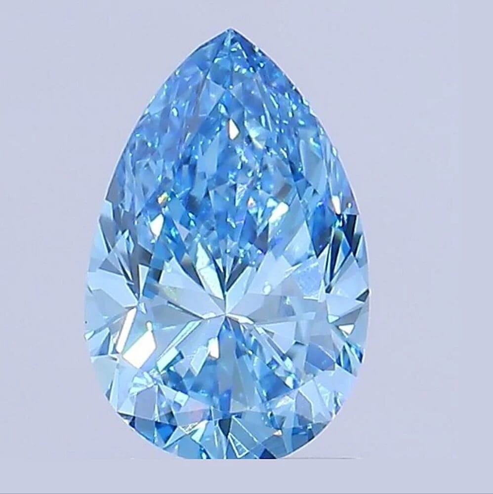 IGI Certified Luxuriant Lab Grown Blue Diamond (VS2) (Pear) 4.00 ctw