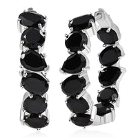 Ever True Thai Black Spinel 22.55 ctw Hoop Earrings in Platinum Bond